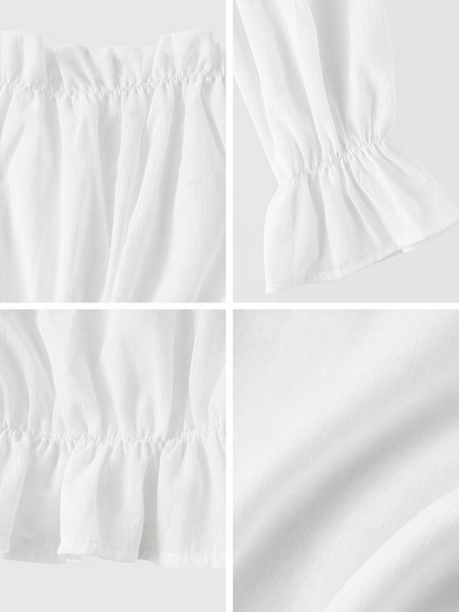 White Cropped Off-the-Shoulder Blouse