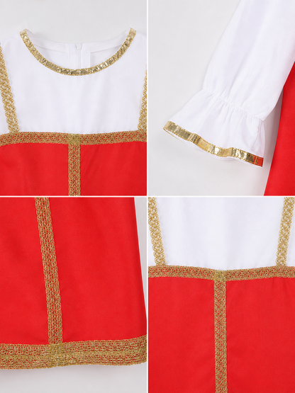 Russian Folk Midi Dress with Hat