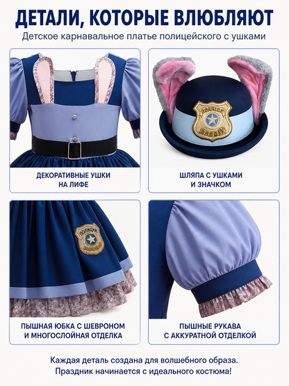 Judy Hopps Costume with Dress and Police Cap detail view
