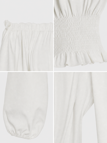 White Blouse with Full Sleeves and Ruffles
