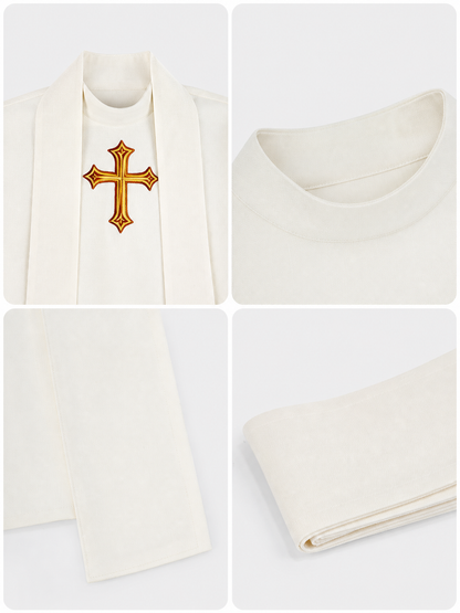 Cosplay Costume: White Cassock with Cross and Belt