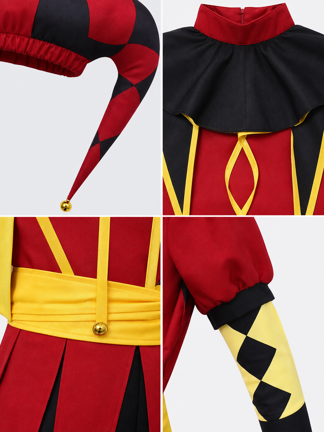 Pierrot Jester Cosplay Costume with Mask and Accessories