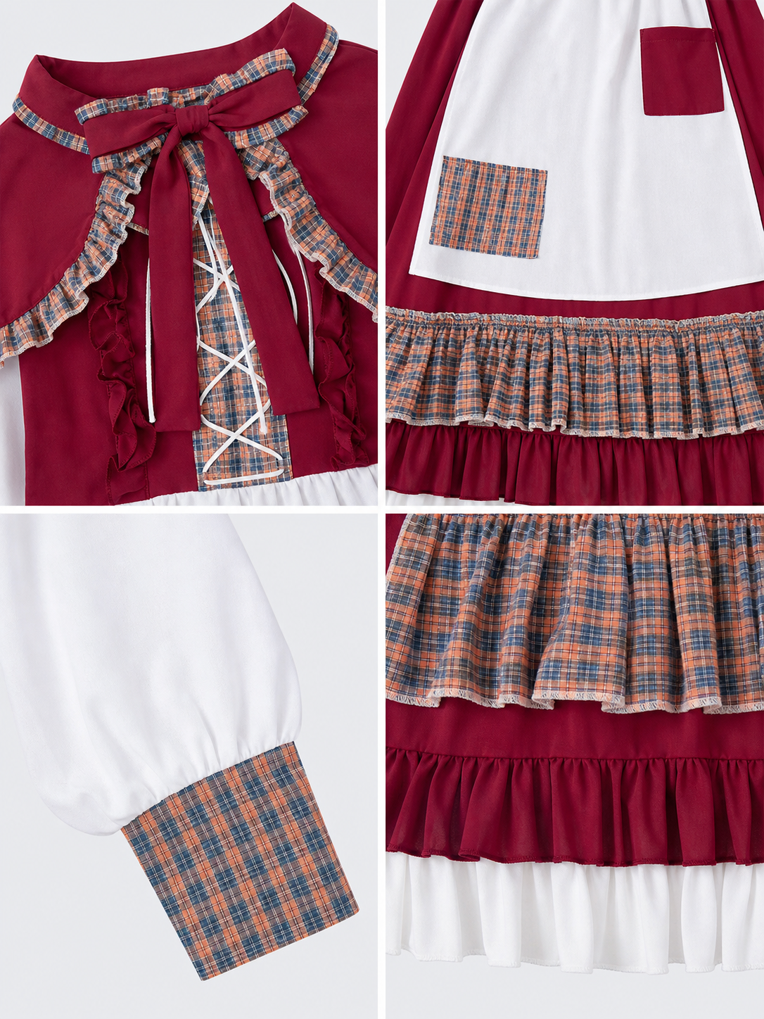 Little Red Riding Hood Costume: Dress with Apron and Cape