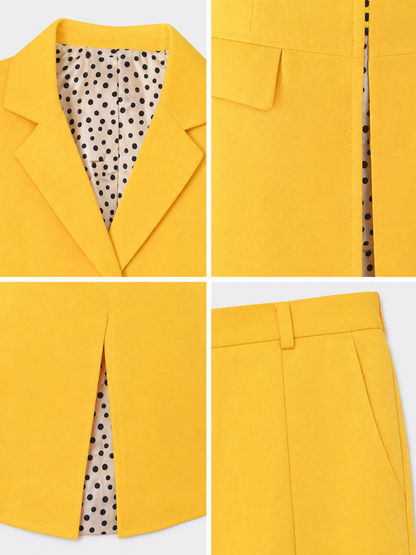 Costume with a Yellow Jacket and Hat