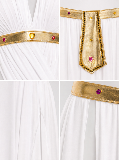 Cleopatra Costume: White Dress with Gold Decoration