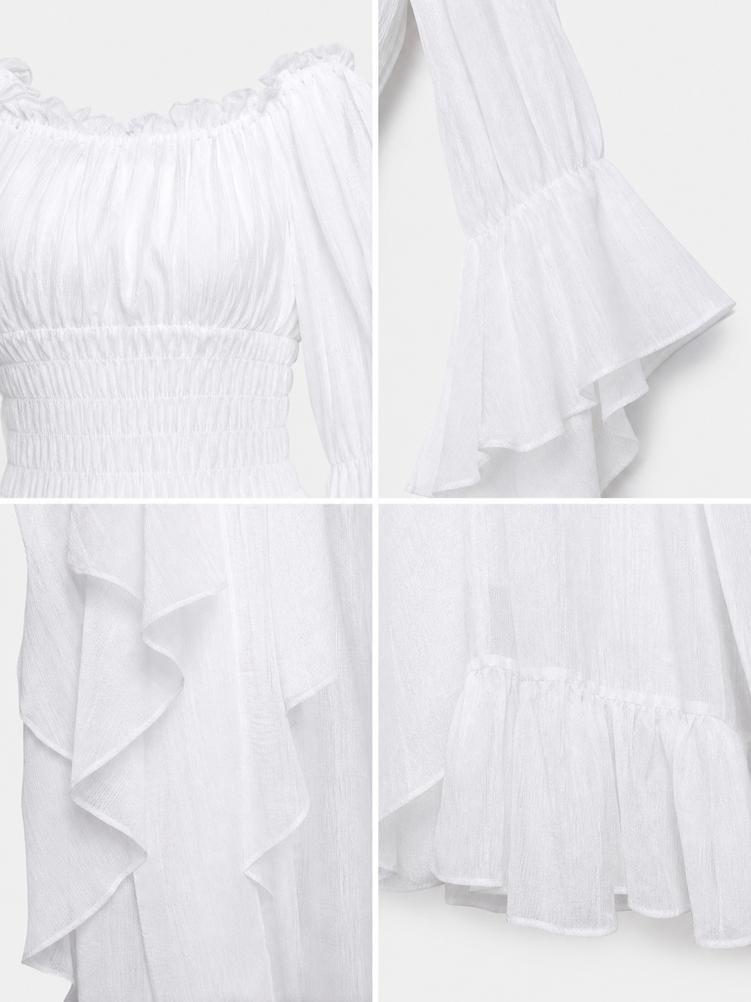 Long Dress with Lace Sleeves and Ruffles