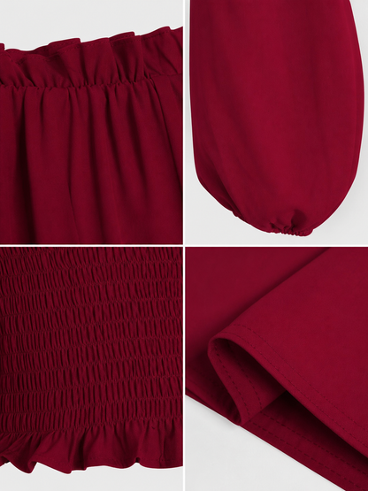 Off-the-Shoulder Blouse with Long Sleeves