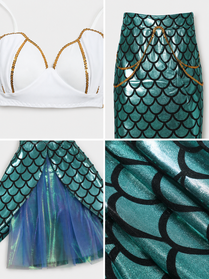 Mermaid Stage Costume with Top and Skirt detail view