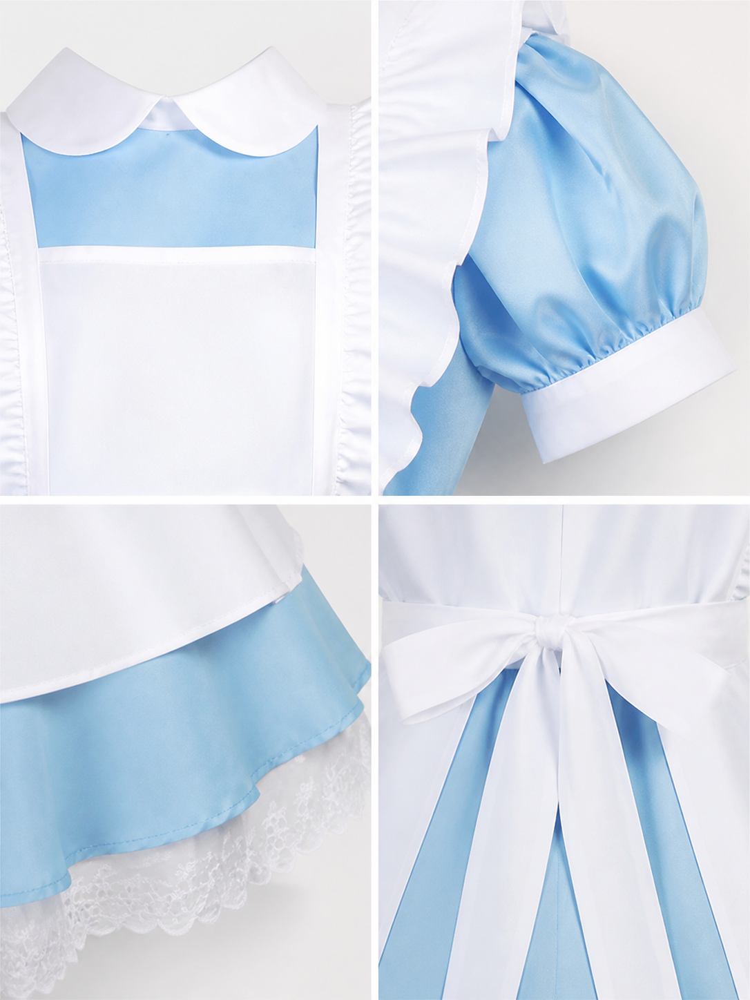 Maid-style costume dress, blue and white