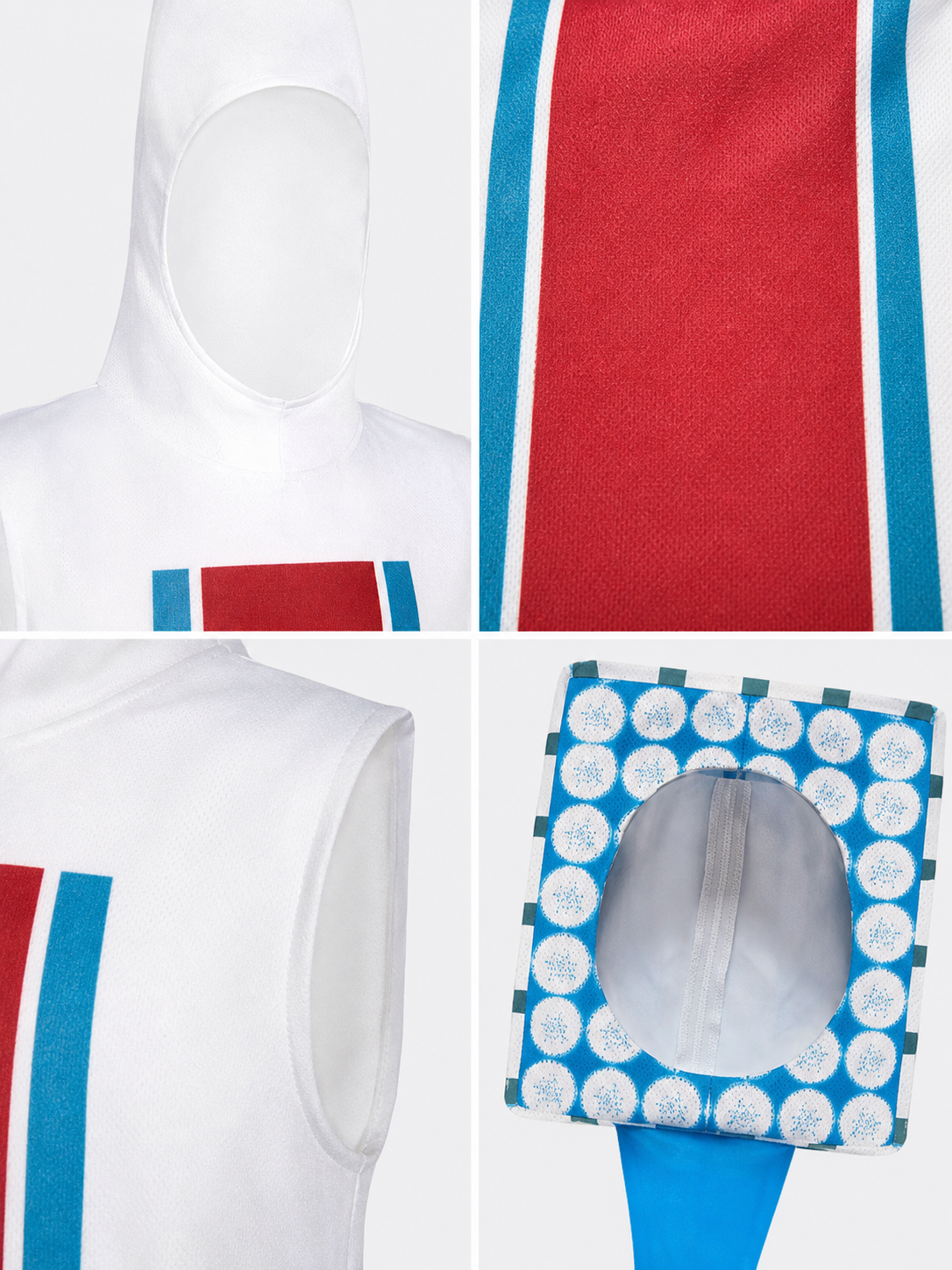 Toothpaste Cosplay Costume, White, Red, and Blue