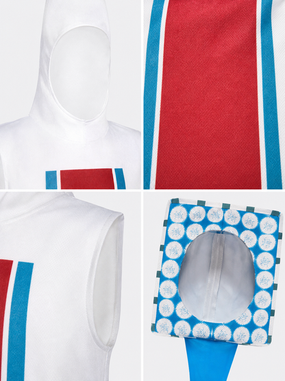 Toothpaste Cosplay Costume, White, Red, and Blue