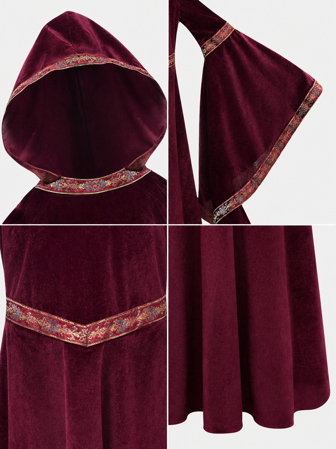 Burgundy Hooded Costume Robe