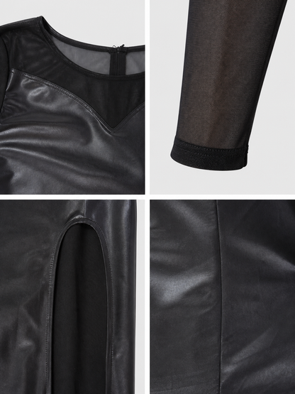 Witch Costume: Black Dress with Slit and Sleeves