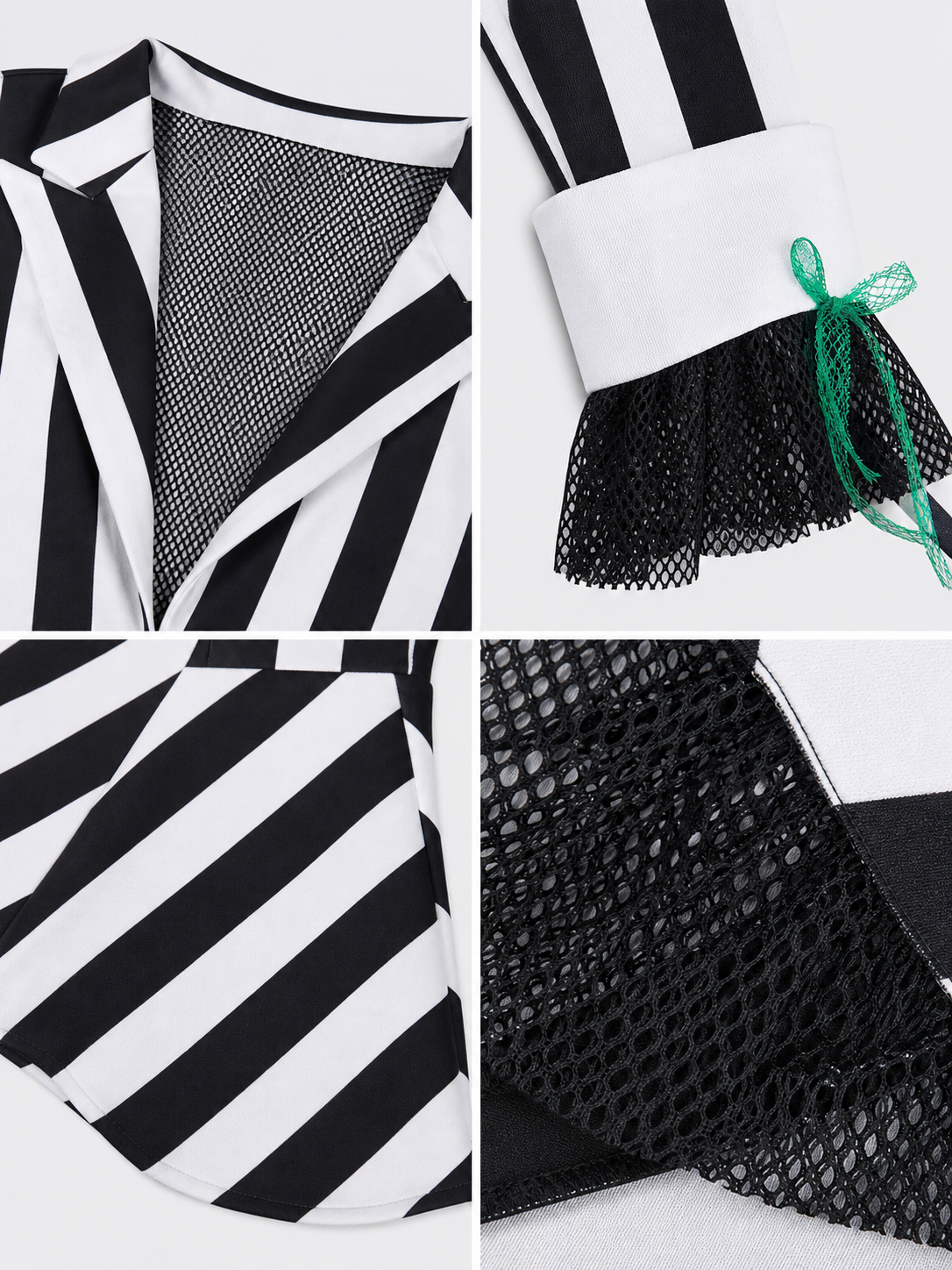 Circus Clown Costume with Black-and-White Stripes