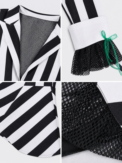 Circus Clown Costume with Black-and-White Stripes