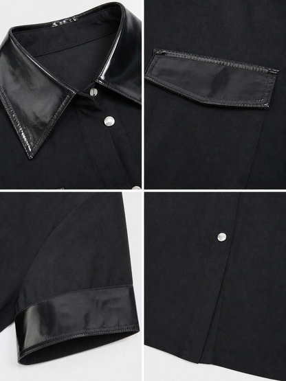 A one-piece costume styled like a police uniform, featuring short sleeves, a detail view