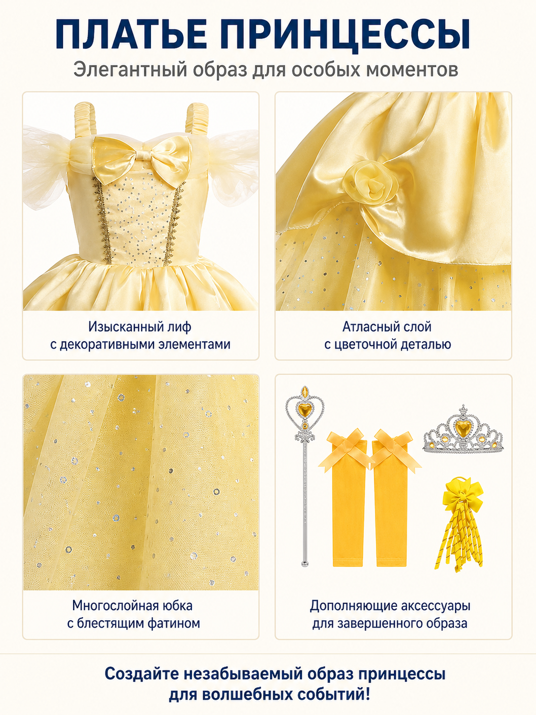 Children's Princess Costume with Glitter detail view