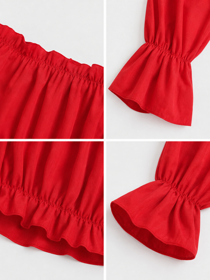 Red off-the-shoulder cropped top