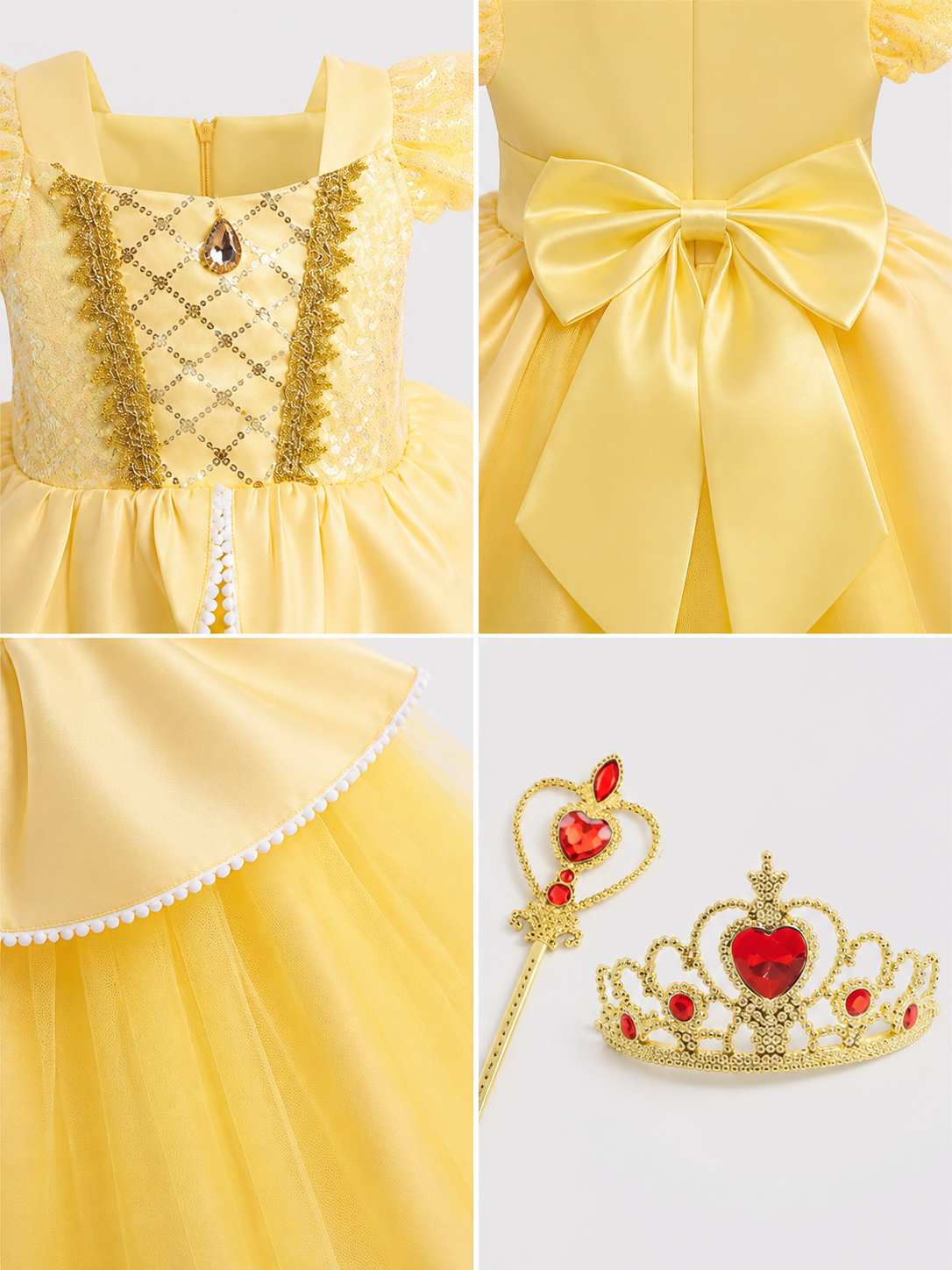 Yellow Princess Costume for Halloween detail view
