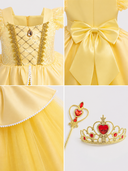 Yellow Princess Costume for Halloween detail view
