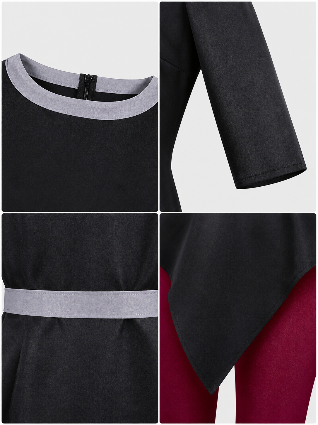 Amity Cosplay Costume: Black Top and Burgundy Bottom