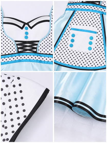 Alice Costume Dress, Black-and-White Apron, Decorative Detail