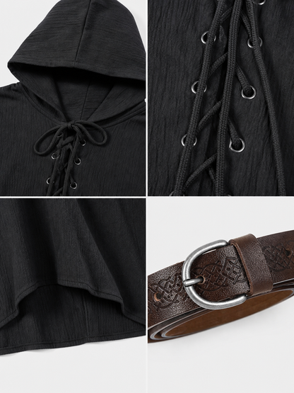Medieval Cotton-Linen Hooded Tunic