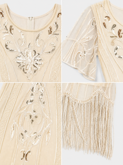1920s-Style Dress with Fringe and Embellishments