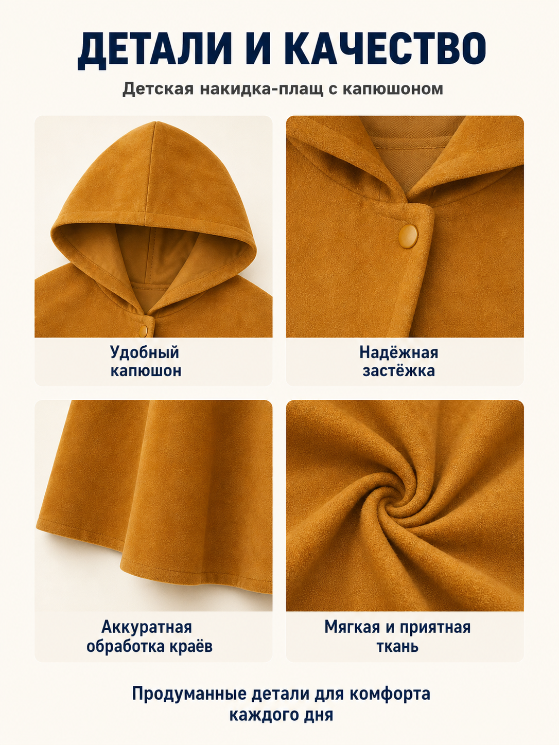 Holly Kids' Hooded Halloween Cloak, Beige product detail composite