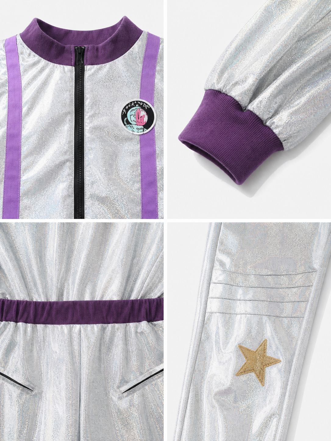 Silver Space Jumpsuit with Purple Accents