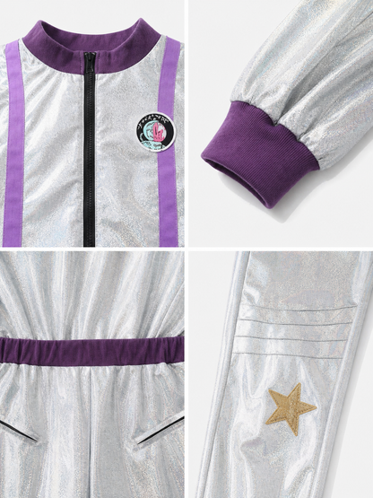 Silver Space Jumpsuit with Purple Accents