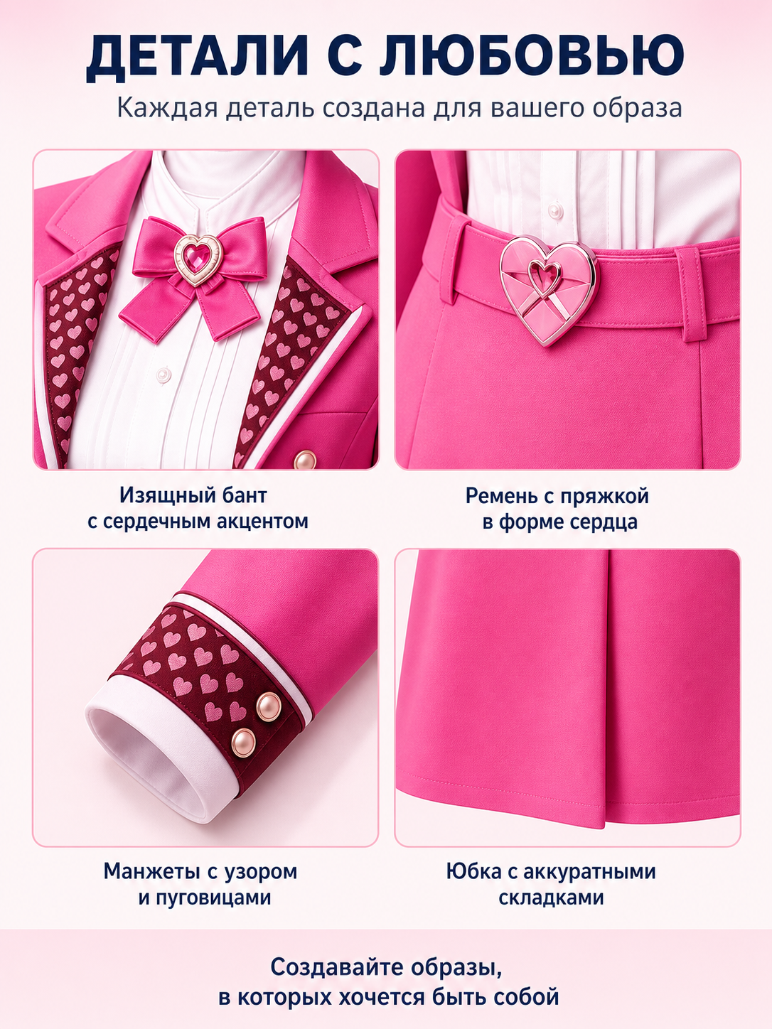 Cosplay Costume with Jacket, Shirt, and Bottom detail view