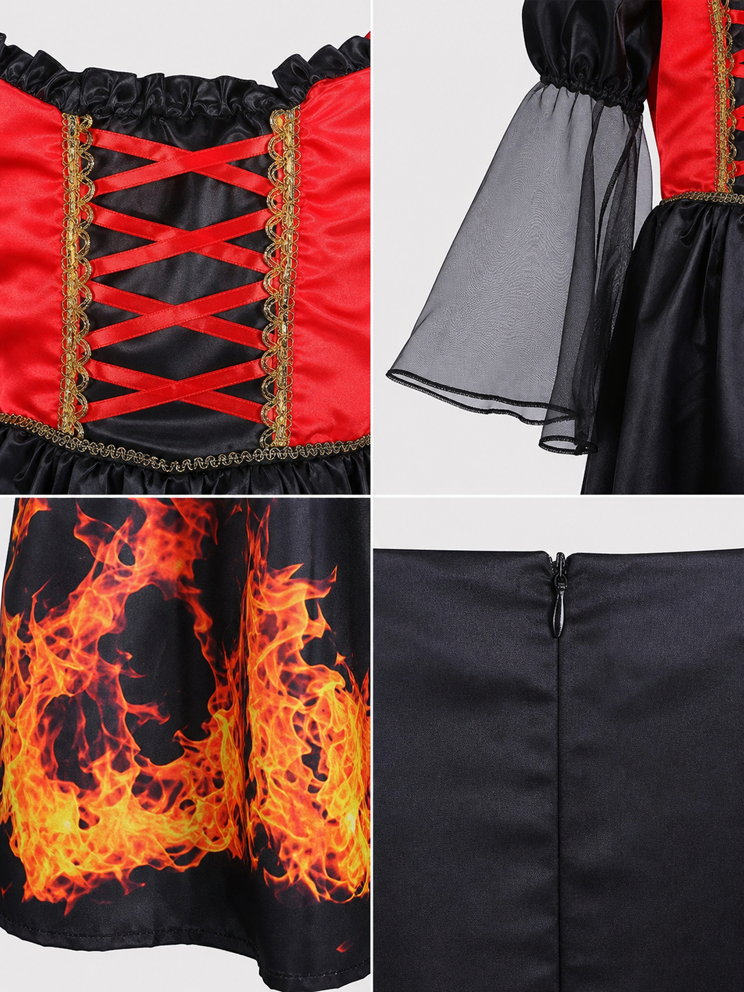 Red-and-Black Cosplay Dress with Accessory