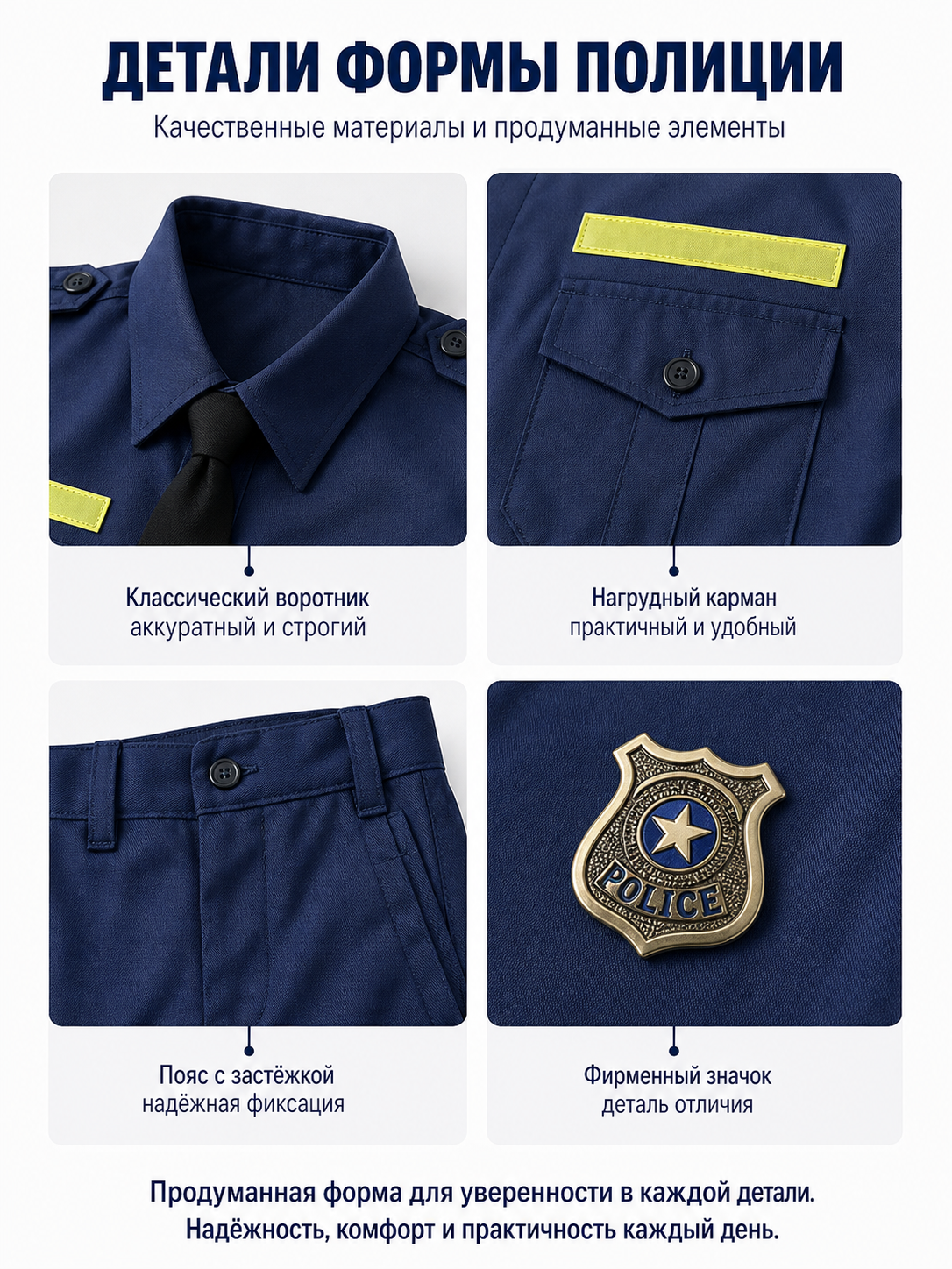 Police Costume with Belt and Pouches for Cosplay detail view