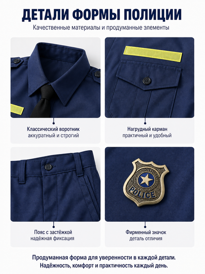 Police Costume with Belt and Pouches for Cosplay detail view