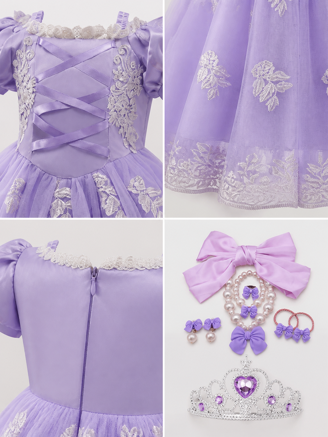 Purple Princess Costume for Halloween detail view