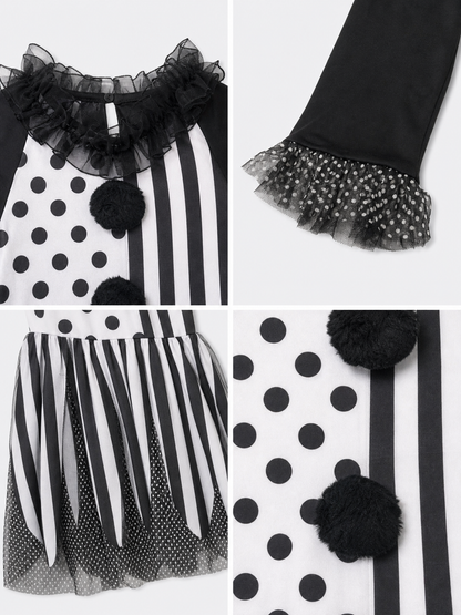 Black and White Clown Costume for Halloween and Cosplay detail view