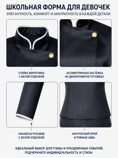 JJK Cosplay Costume, Black School Uniform with Skirt detail view