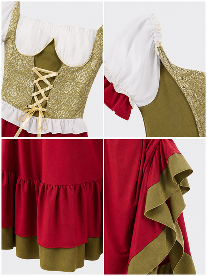 Bavarian-Style Costume Dress with Scarf