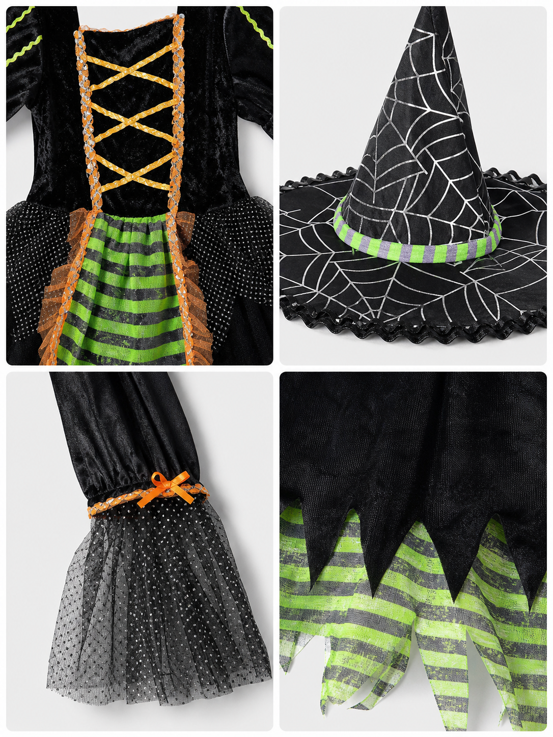 Witch Costume with Pointed Hat for Cosplay