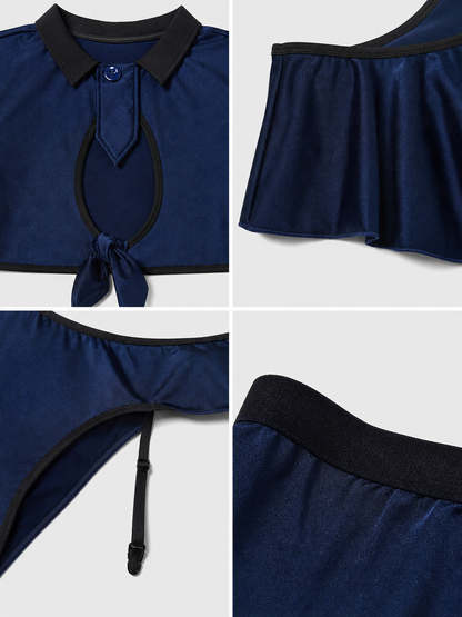 Two-Piece Dark Navy Police Costume with Cap