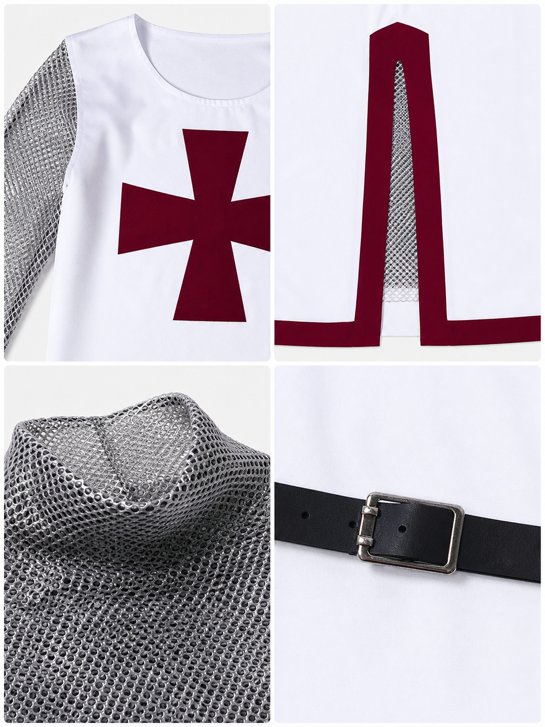 Medieval Costume with Cross, Cloak, and Belt