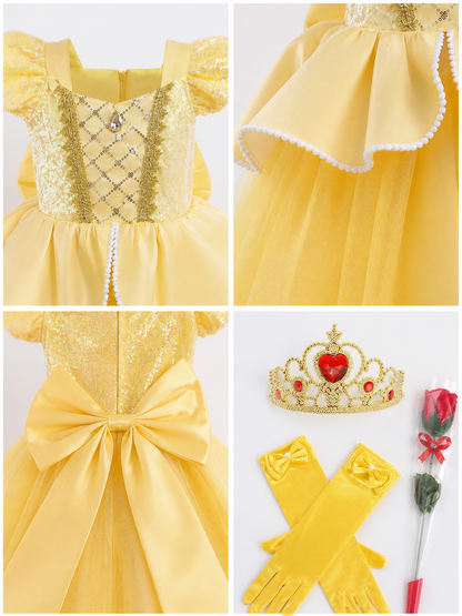 Princess Costume with Yellow Dress for Halloween detail view