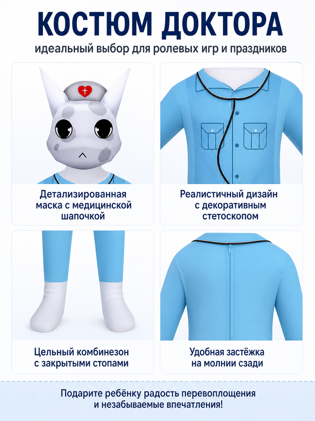 Animal Kigurumi Costume with Hood for Role-Playing detail view