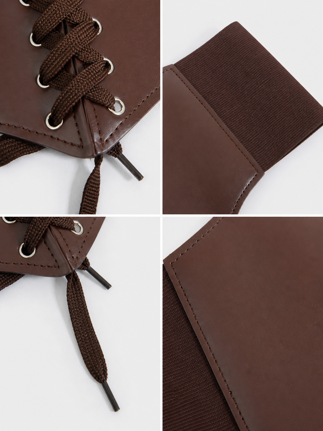 Wide Brown Lace-Up Corset Belt