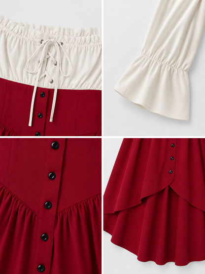 Vintage-Style Off-the-Shoulder Dress