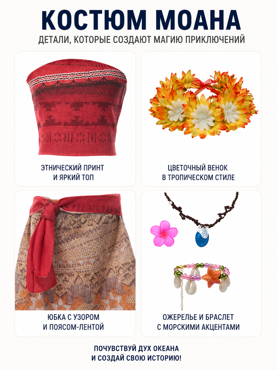 Moana Carnival Costume with Accessories detail view