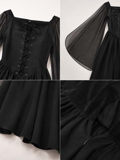 Pirate Medieval Dress with Flared Sleeves detail view
