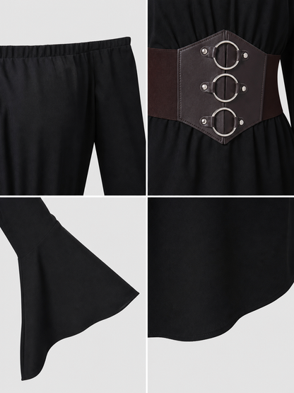 Pirate Blouse with Belt and Off-the-Shoulder Design