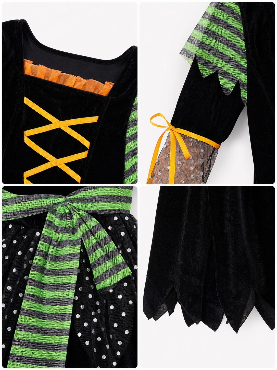 Witch-Style Costume Dress with Pointed Hat